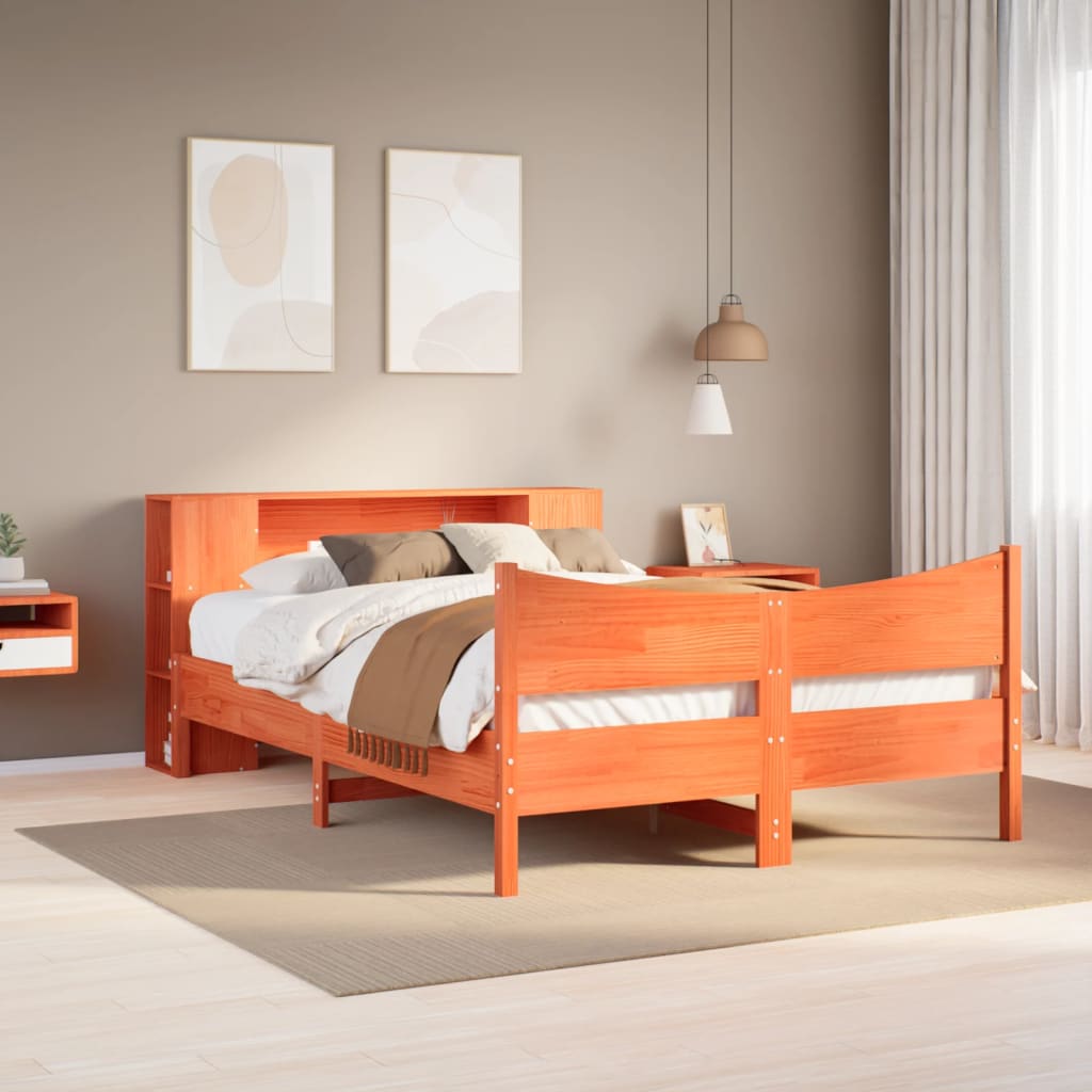 vidaXL Bed Frame without Mattress Wax Brown 140x200 cm Solid Wood Pine