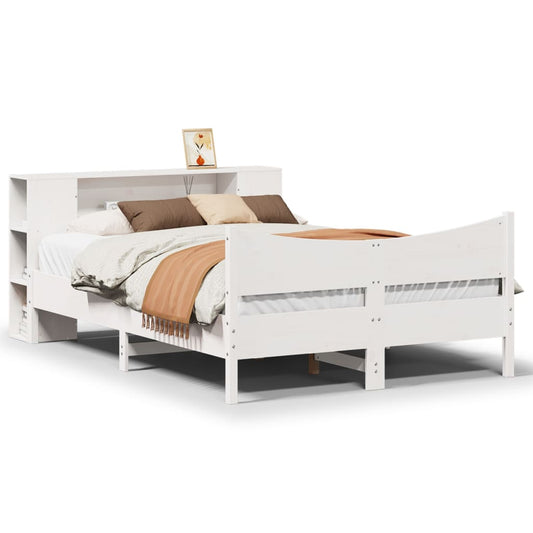 vidaXL Bed Frame without Mattress White 135x190 cm Double Solid Wood Pine
