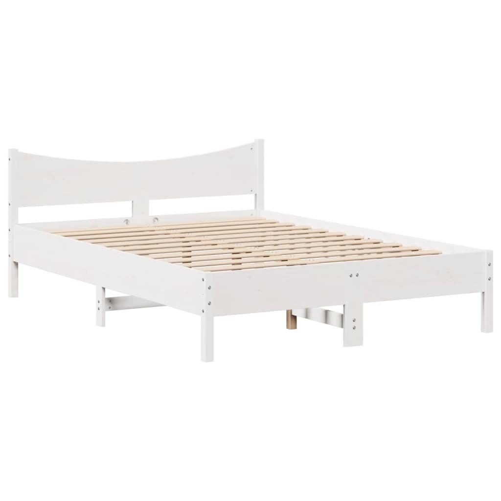 vidaXL Bed Frame without Mattress White 135x190 cm Double Solid Wood Pine