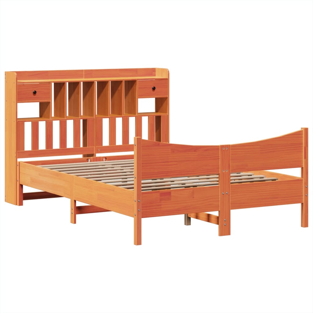 vidaXL Bed Frame without Mattress Wax Brown 160x200 cm Solid Wood Pine