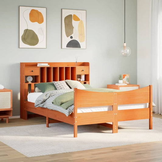 vidaXL Bed Frame without Mattress Wax Brown 160x200 cm Solid Wood Pine