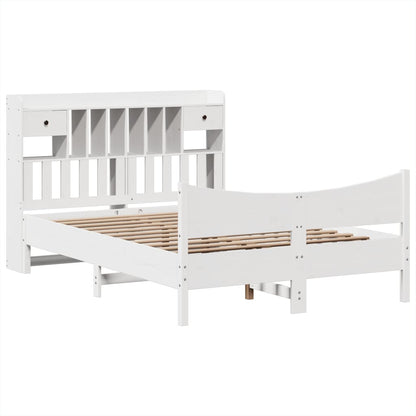 vidaXL Bed Frame without Mattress White 150x200 cm King Size Solid Wood Pine