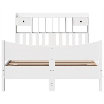 vidaXL Bed Frame without Mattress White 150x200 cm King Size Solid Wood Pine