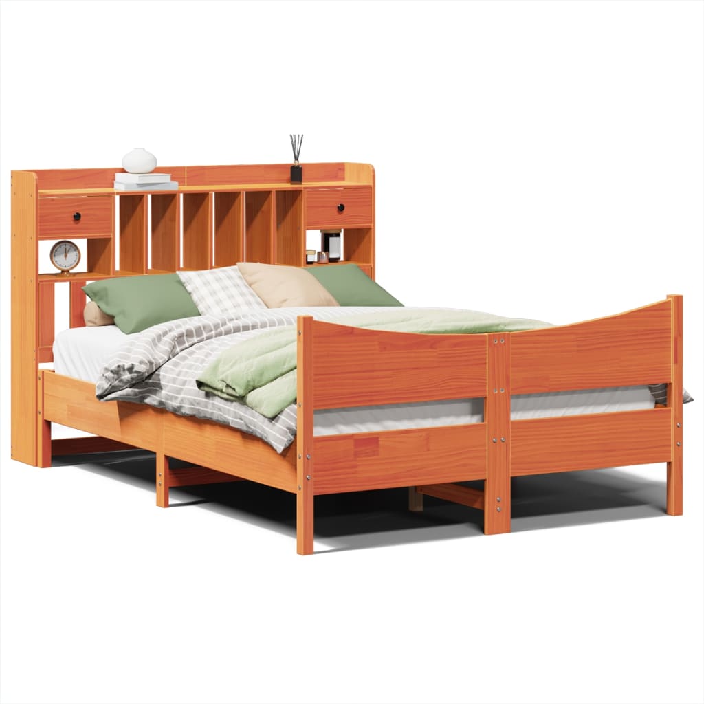 vidaXL Bed Frame without Mattress Wax Brown 150x200 cm King Size Solid Wood Pine
