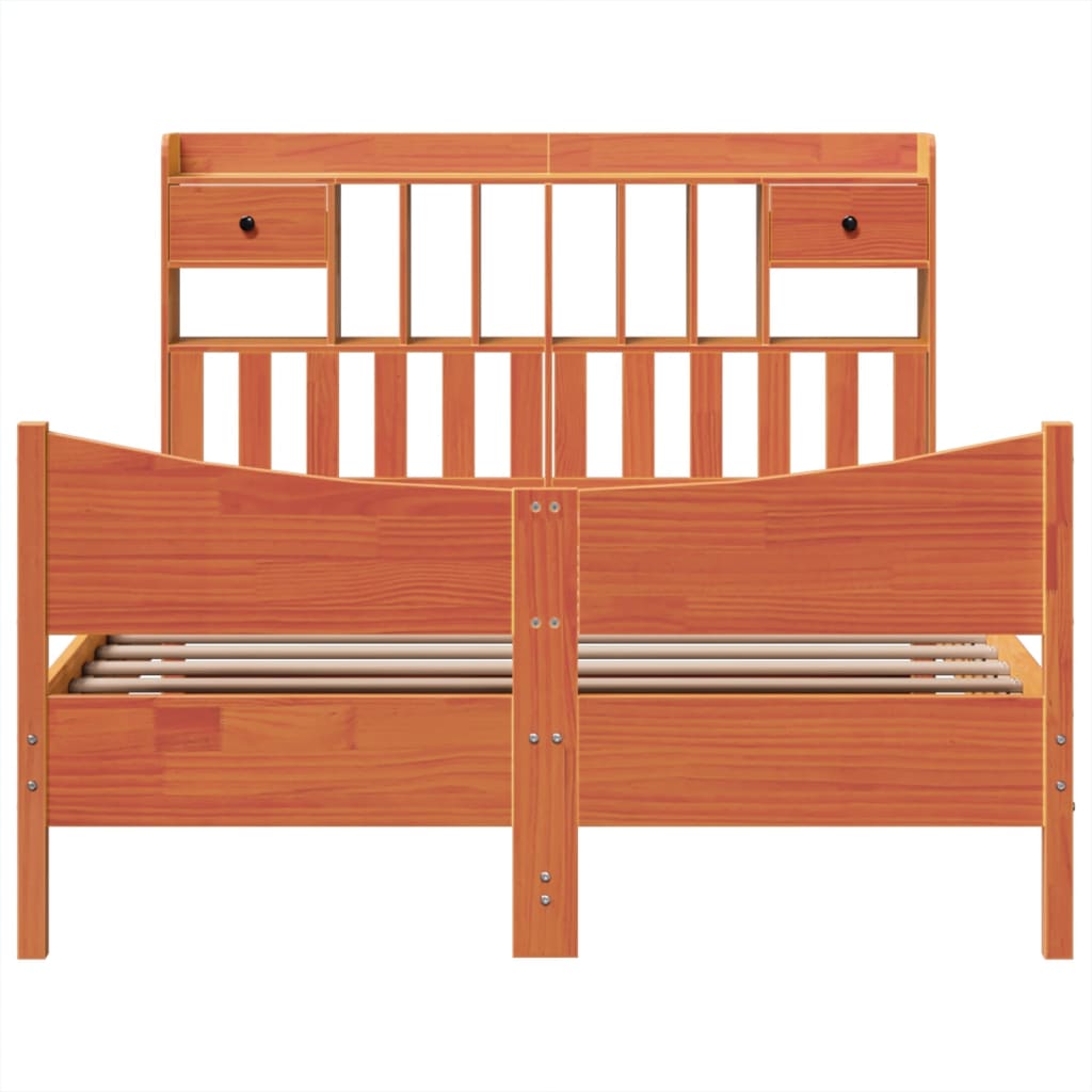 vidaXL Bed Frame without Mattress Wax Brown 150x200 cm King Size Solid Wood Pine
