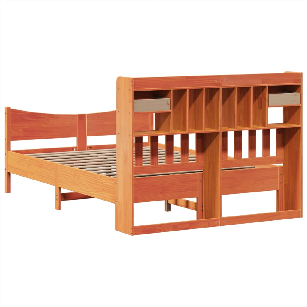 vidaXL Bed Frame without Mattress Wax Brown 150x200 cm King Size Solid Wood Pine