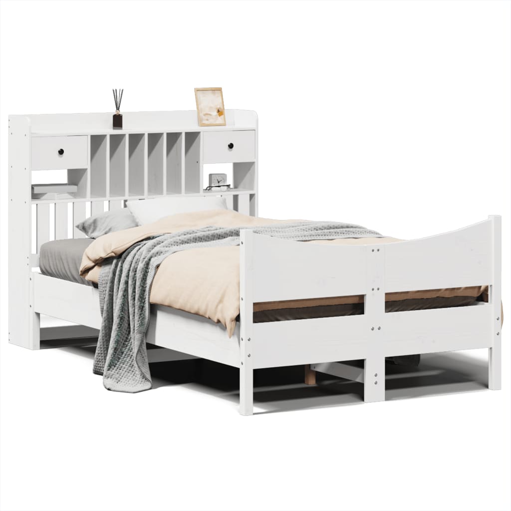 vidaXL Bed Frame without Mattress White 135x190 cm Double Solid Wood Pine