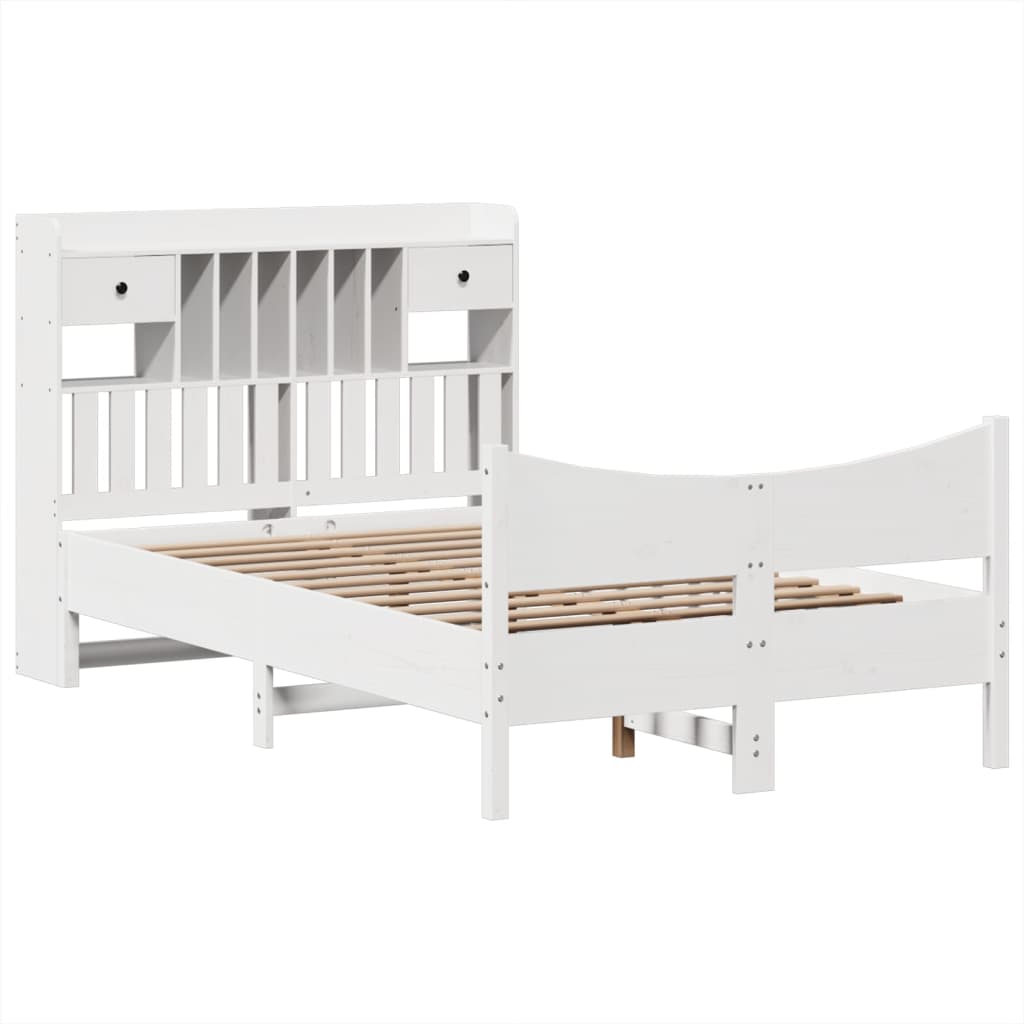 vidaXL Bed Frame without Mattress White 135x190 cm Double Solid Wood Pine