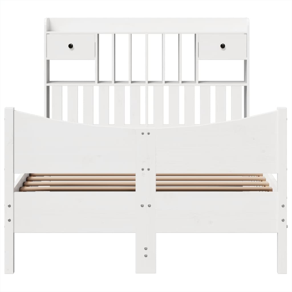 vidaXL Bed Frame without Mattress White 135x190 cm Double Solid Wood Pine