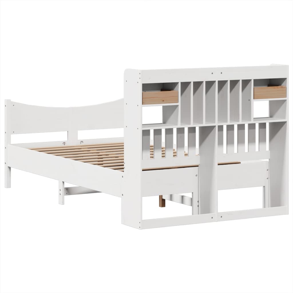 vidaXL Bed Frame without Mattress White 135x190 cm Double Solid Wood Pine