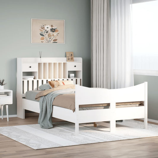 vidaXL Bed Frame without Mattress White 135x190 cm Double Solid Wood Pine