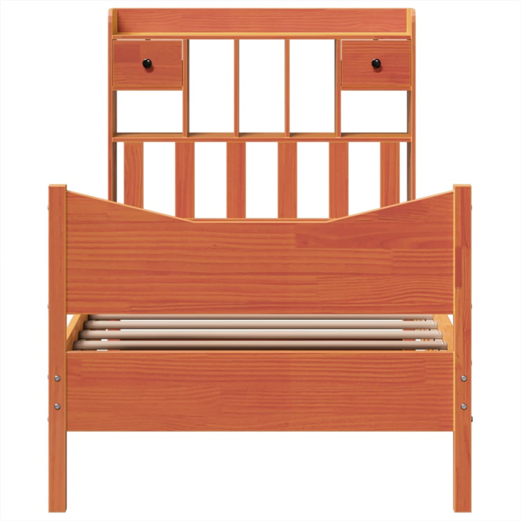 vidaXL Bed Frame without Mattress Wax Brown 75x190 cm Small Single Solid Wood Pine