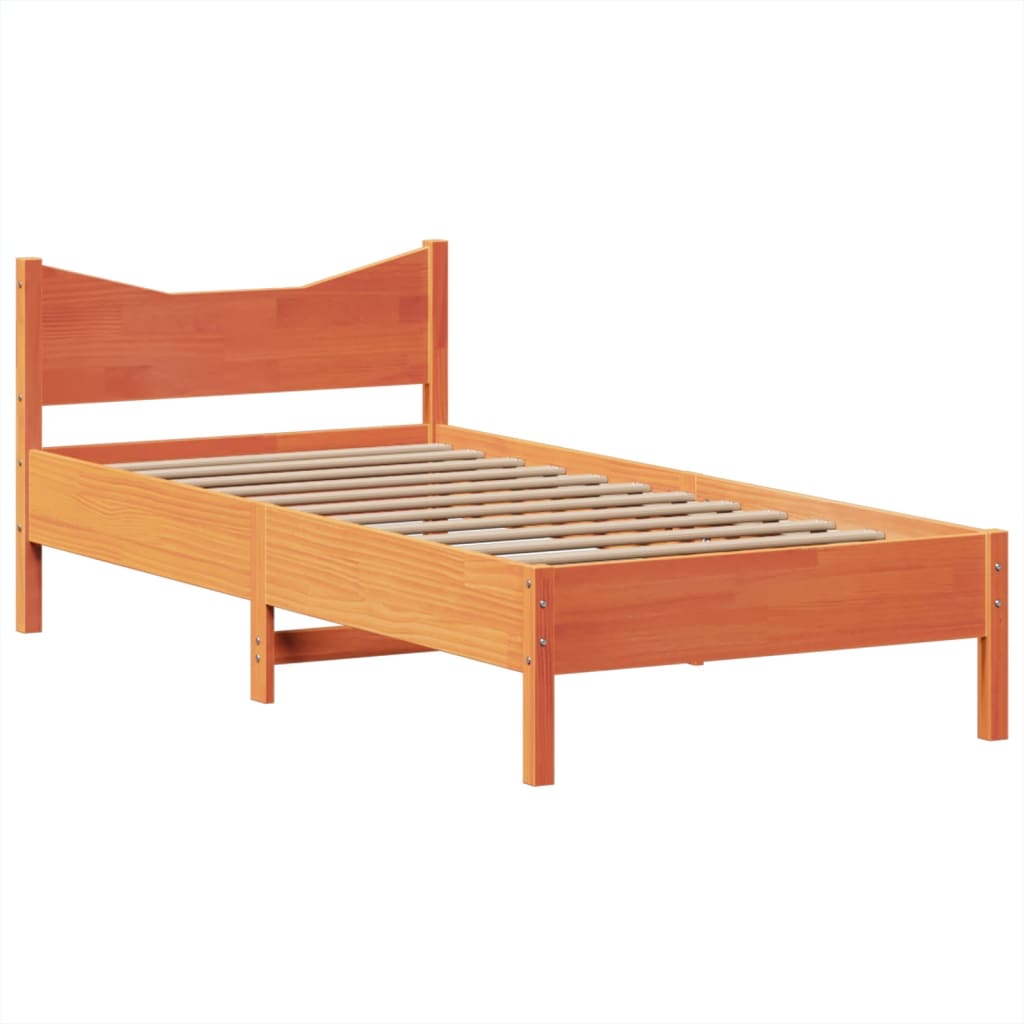 vidaXL Bed Frame without Mattress Wax Brown 75x190 cm Small Single Solid Wood Pine