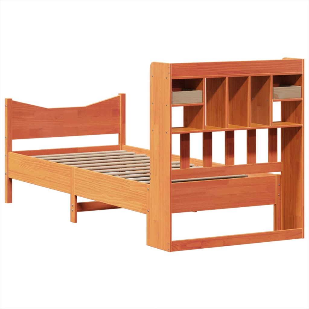vidaXL Bed Frame without Mattress Wax Brown 75x190 cm Small Single Solid Wood Pine