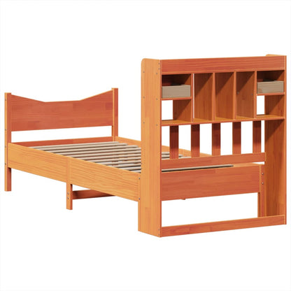 vidaXL Bed Frame without Mattress Wax Brown 75x190 cm Small Single Solid Wood Pine