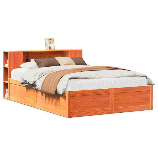vidaXL Bed Frame without Mattress Wax Brown 140x200 cm Solid Wood Pine