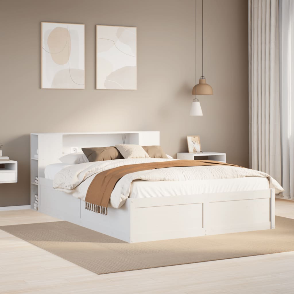 vidaXL Bed Frame without Mattress White 140x190 cm Solid Wood Pine