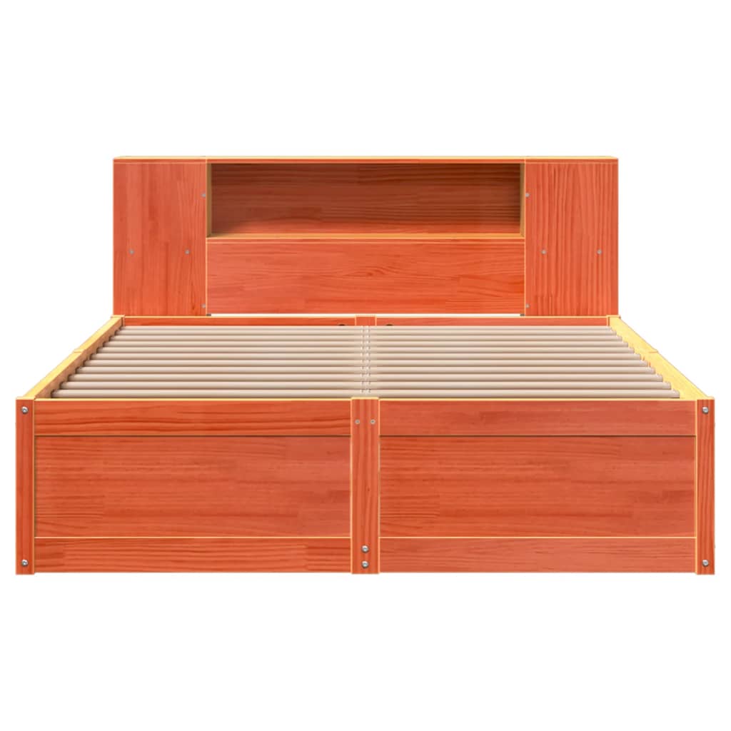 vidaXL Bed Frame without Mattress Wax Brown 140x190 cm Solid Wood Pine