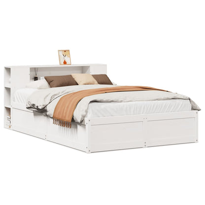 vidaXL Bed Frame without Mattress White 135x190 cm Double Solid Wood Pine