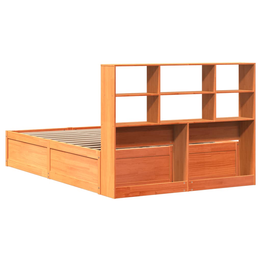 vidaXL Bed Frame without Mattress Wax Brown 140x200 cm Solid Wood Pine