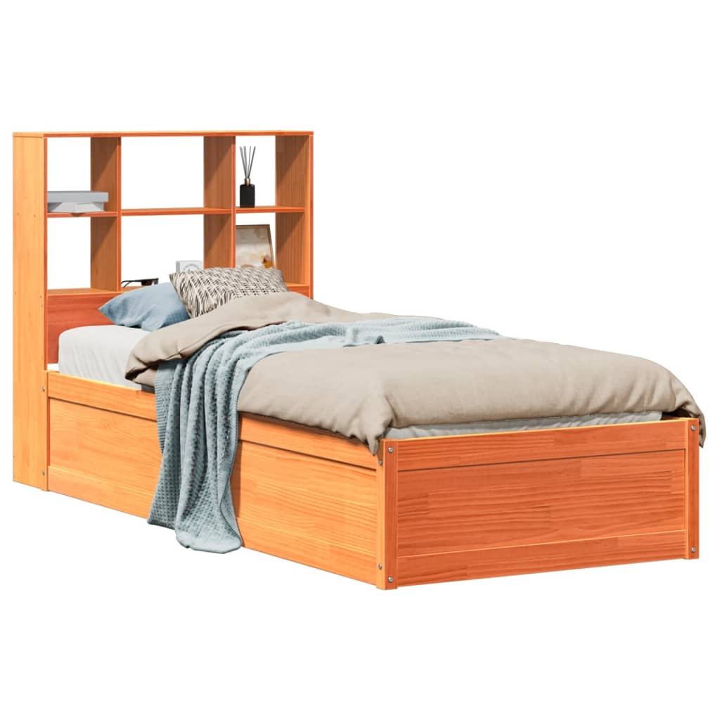vidaXL Bed Frame without Mattress Wax Brown 100x200 cm Solid Wood Pine