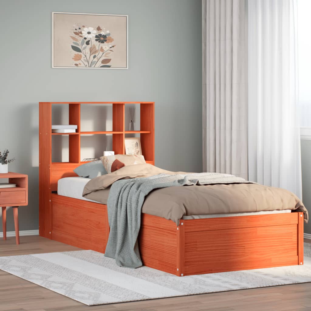 vidaXL Bed Frame without Mattress Wax Brown 100x200 cm Solid Wood Pine