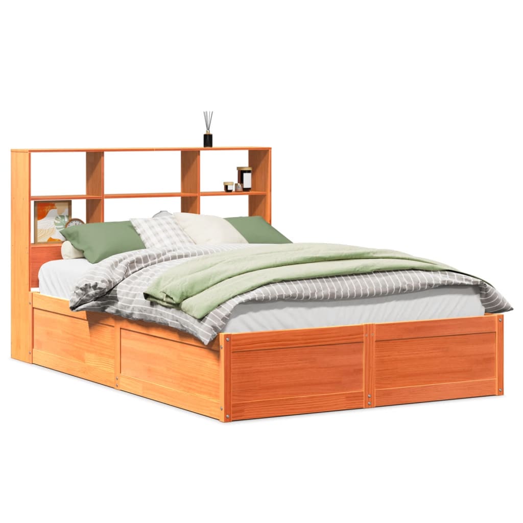 vidaXL Bed Frame without Mattress Wax Brown 140x190 cm Solid Wood Pine
