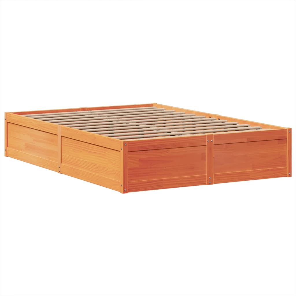 vidaXL Bed Frame without Mattress Wax Brown 160x200 cm Solid Wood Pine