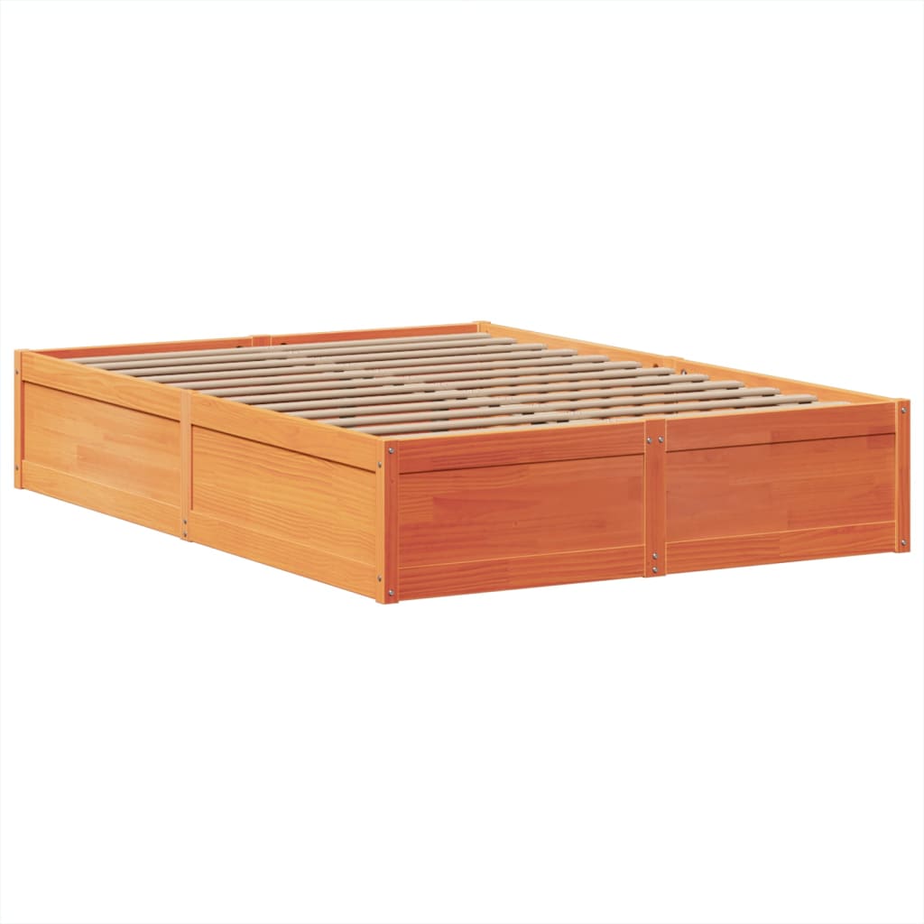 vidaXL Bed Frame without Mattress Wax Brown 150x200 cm King Size Solid Wood Pine