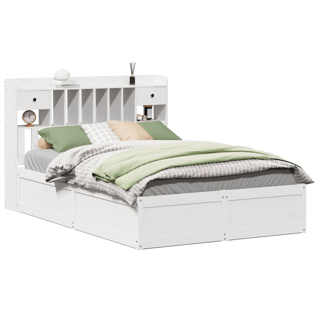 vidaXL Bed Frame without Mattress White 140x190 cm Solid Wood Pine