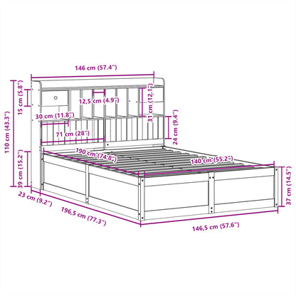 vidaXL Bed Frame without Mattress White 140x190 cm Solid Wood Pine