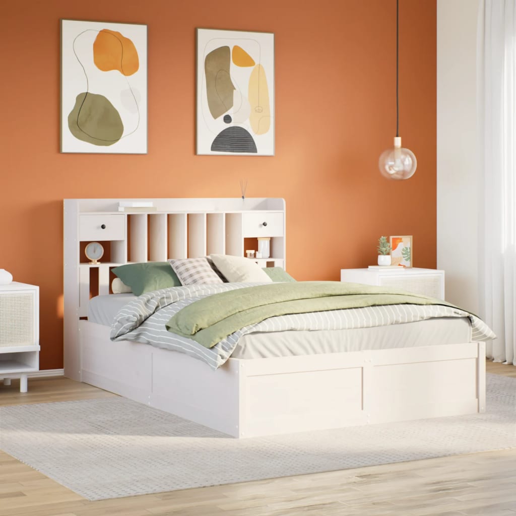vidaXL Bed Frame without Mattress White 140x190 cm Solid Wood Pine