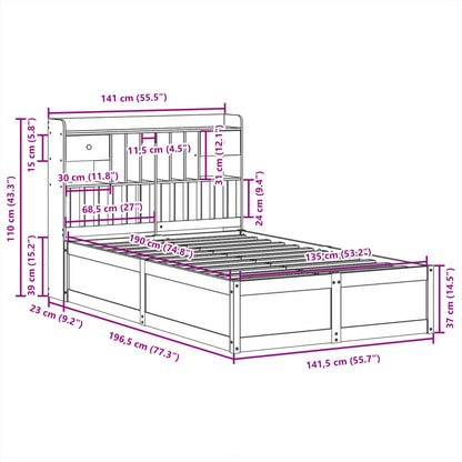 vidaXL Bed Frame without Mattress 135x190 cm Double Solid Wood Pine