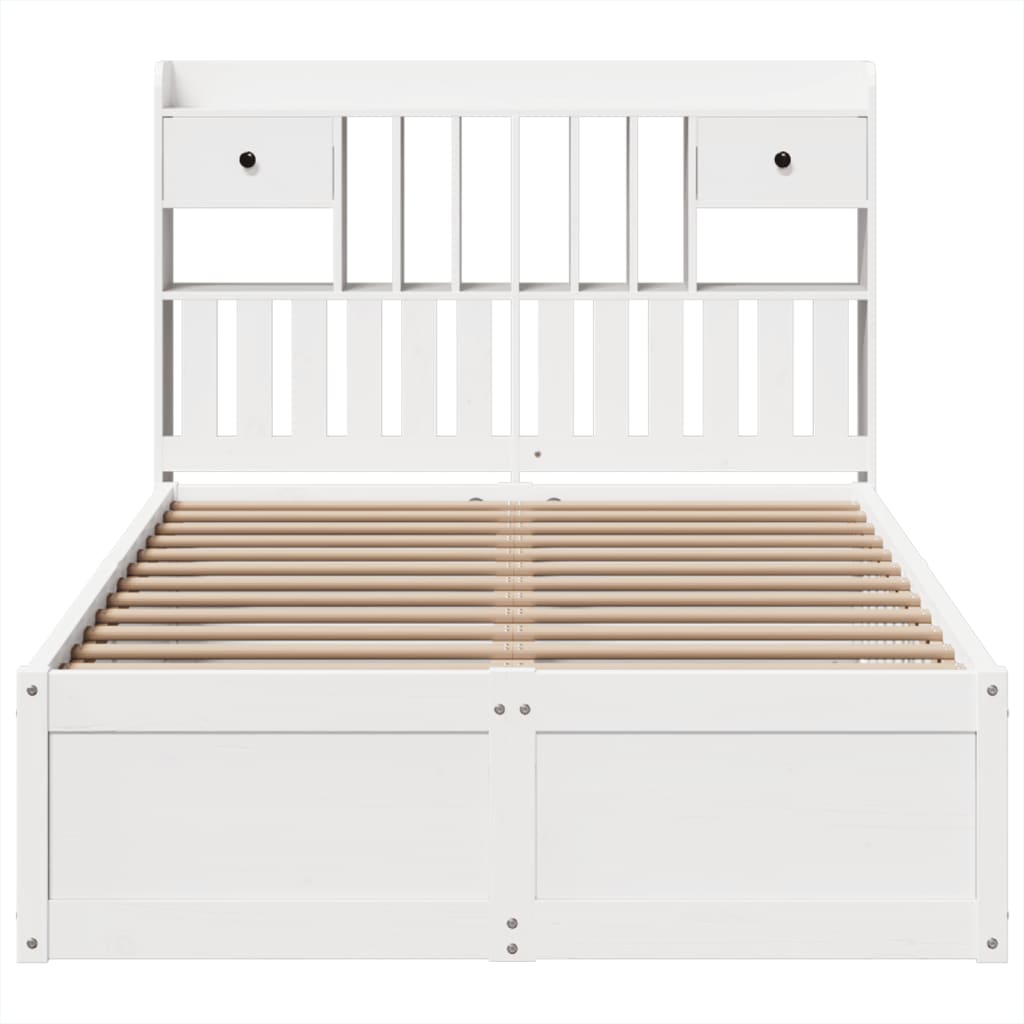 vidaXL Bed Frame without Mattress White 135x190 cm Double Solid Wood Pine