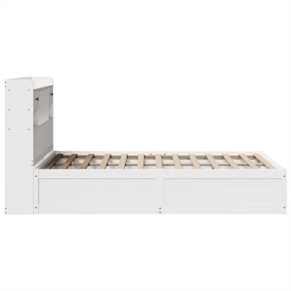 vidaXL Bed Frame without Mattress White 135x190 cm Double Solid Wood Pine
