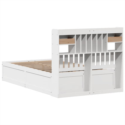 vidaXL Bed Frame without Mattress White 135x190 cm Double Solid Wood Pine