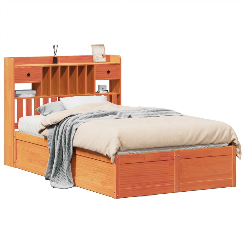 vidaXL Bed Frame without Mattress Wax Brown 135x190 cm Double Solid Wood Pine