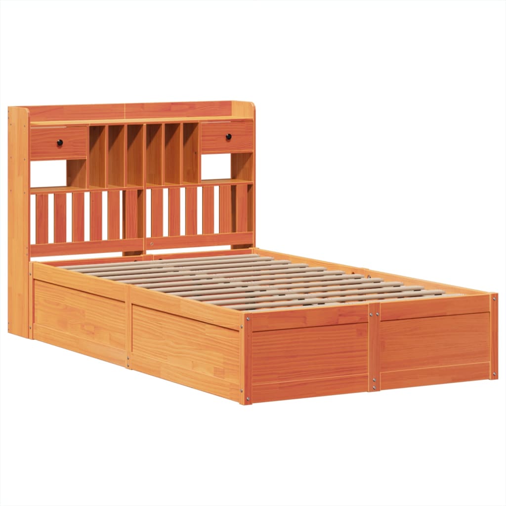 vidaXL Bed Frame without Mattress Wax Brown 135x190 cm Double Solid Wood Pine