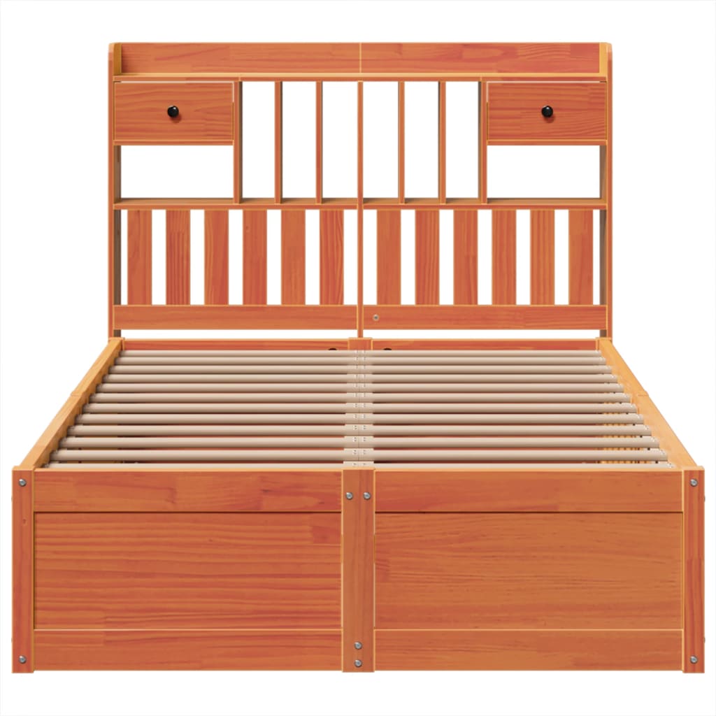 vidaXL Bed Frame without Mattress Wax Brown 135x190 cm Double Solid Wood Pine