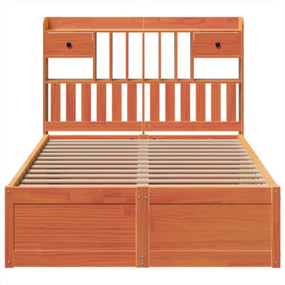 vidaXL Bed Frame without Mattress Wax Brown 135x190 cm Double Solid Wood Pine