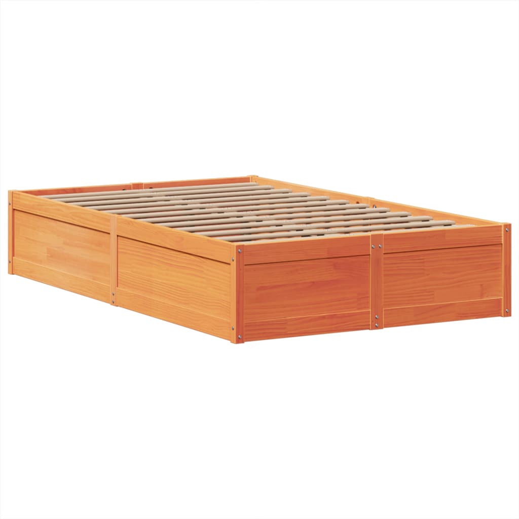 vidaXL Bed Frame without Mattress Wax Brown 135x190 cm Double Solid Wood Pine