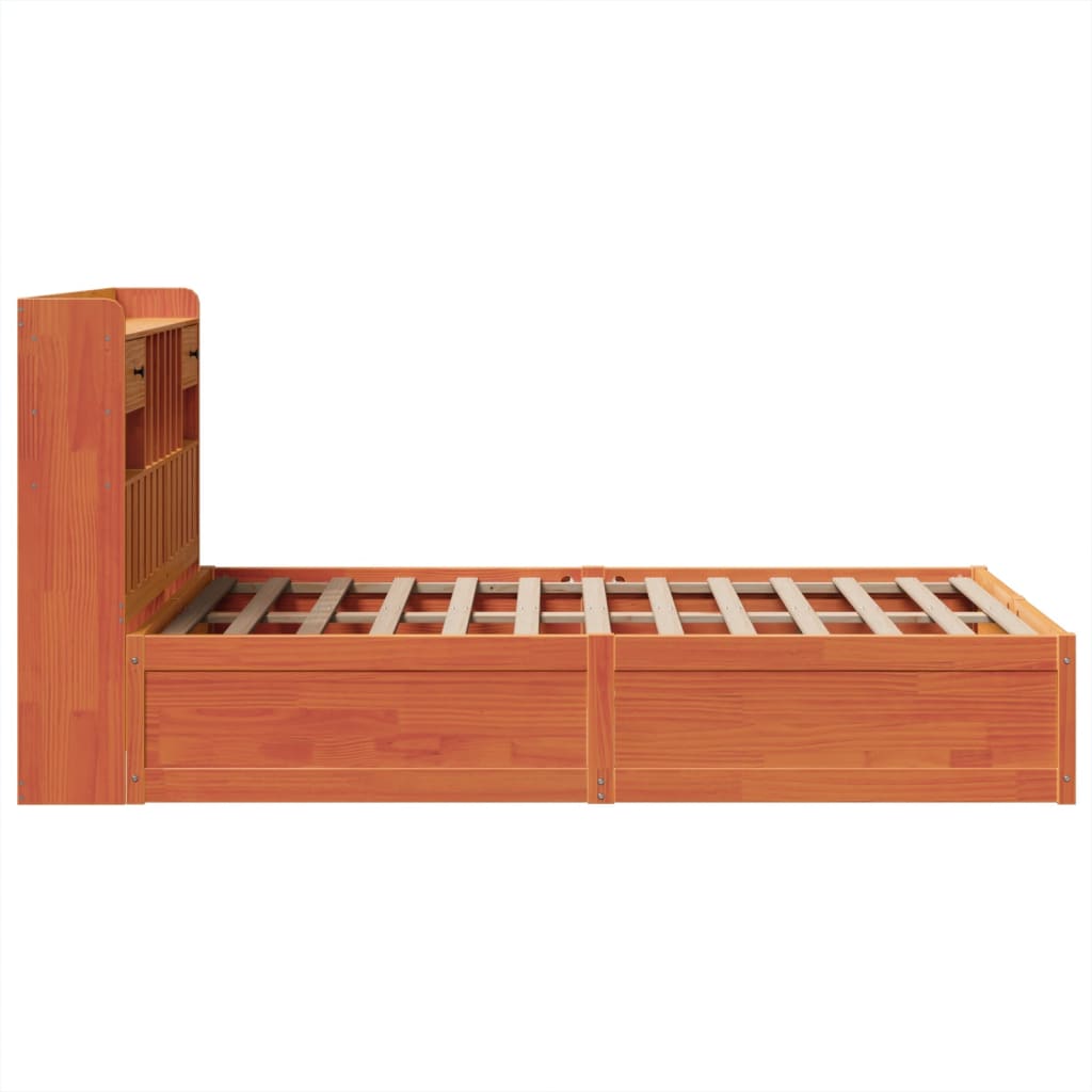 vidaXL Bed Frame without Mattress Wax Brown 135x190 cm Double Solid Wood Pine
