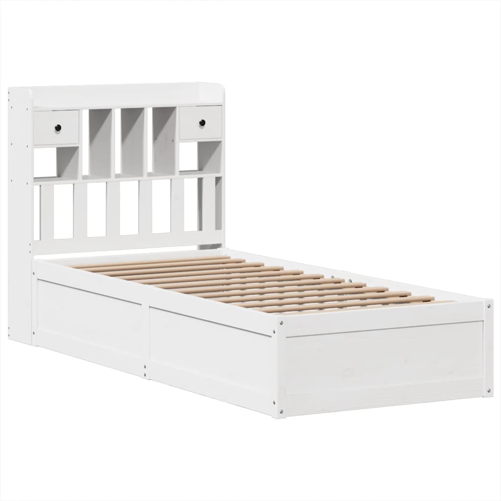vidaXL Bed Frame without Mattress White 75x190 cm Small Single Solid Wood Pine