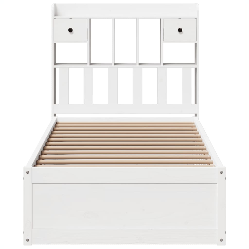 vidaXL Bed Frame without Mattress White 75x190 cm Small Single Solid Wood Pine