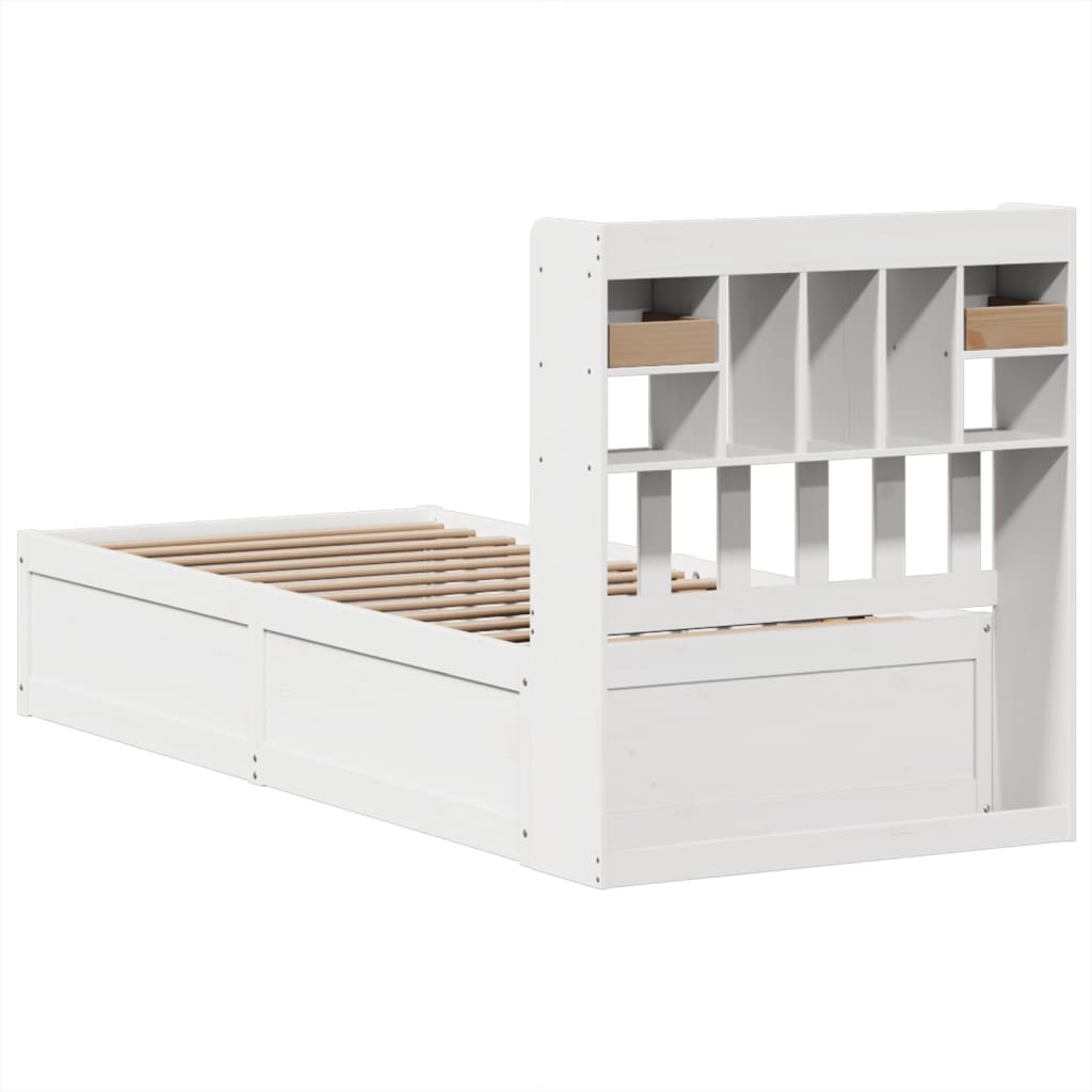 vidaXL Bed Frame without Mattress White 75x190 cm Small Single Solid Wood Pine