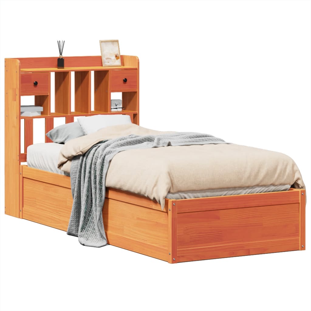 vidaXL Bed Frame without Mattress Wax Brown 75x190 cm Small Single Solid Wood Pine