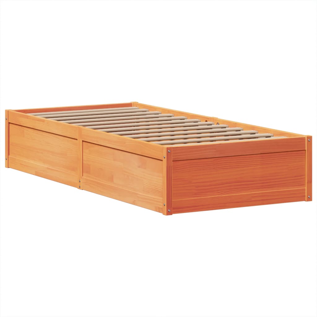 vidaXL Bed Frame without Mattress Wax Brown 75x190 cm Small Single Solid Wood Pine