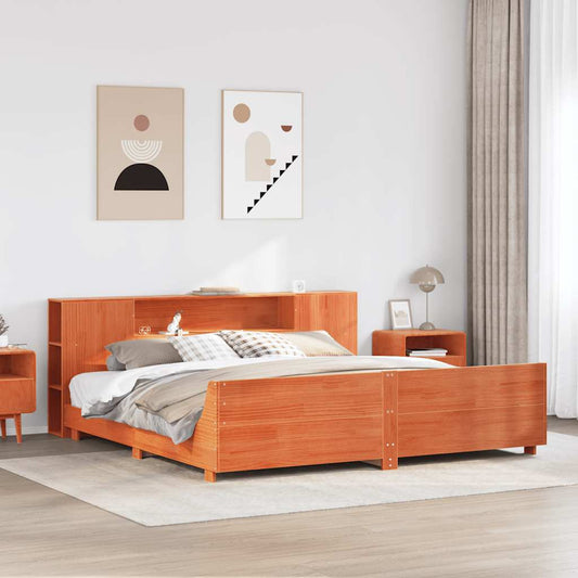vidaXL Bed Frame without Mattress Wax Brown 200x200 cm Solid Wood Pine