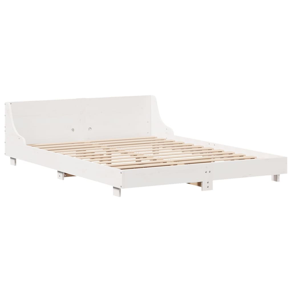 vidaXL Bed Frame without Mattress White 150x200 cm King Size Solid Wood Pine