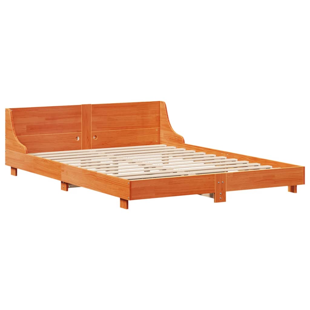 vidaXL Bed Frame without Mattress Wax Brown 150x200 cm King Size Solid Wood Pine